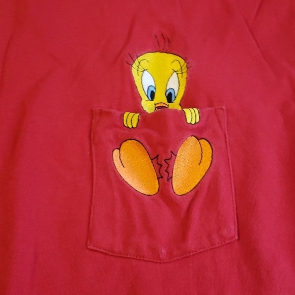 Vintage warner bros studio store looney tunes tweety bird red size small - Picture 2 of 6